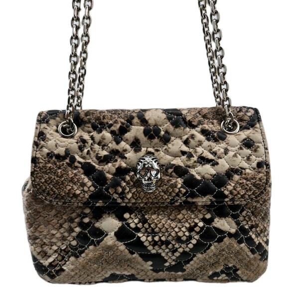 Betsey Johnson Quilted Leopard Skull Chain Shoulder Bag Or Crossbody Purse - Picture 1 of 16